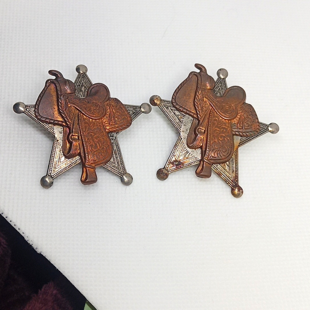 Western earrings, copper and silver earrings,woman's earrings vintage earrings